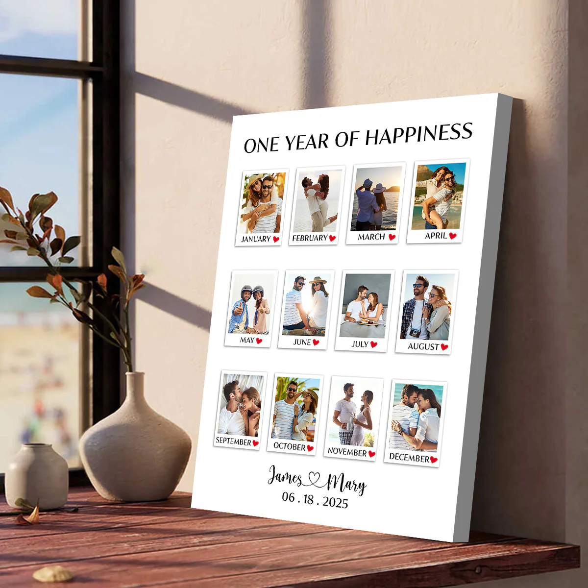A Year Full Of Love Couple Anniversary Gift - Personalized Custom Photo Canvas Poster - Image 3