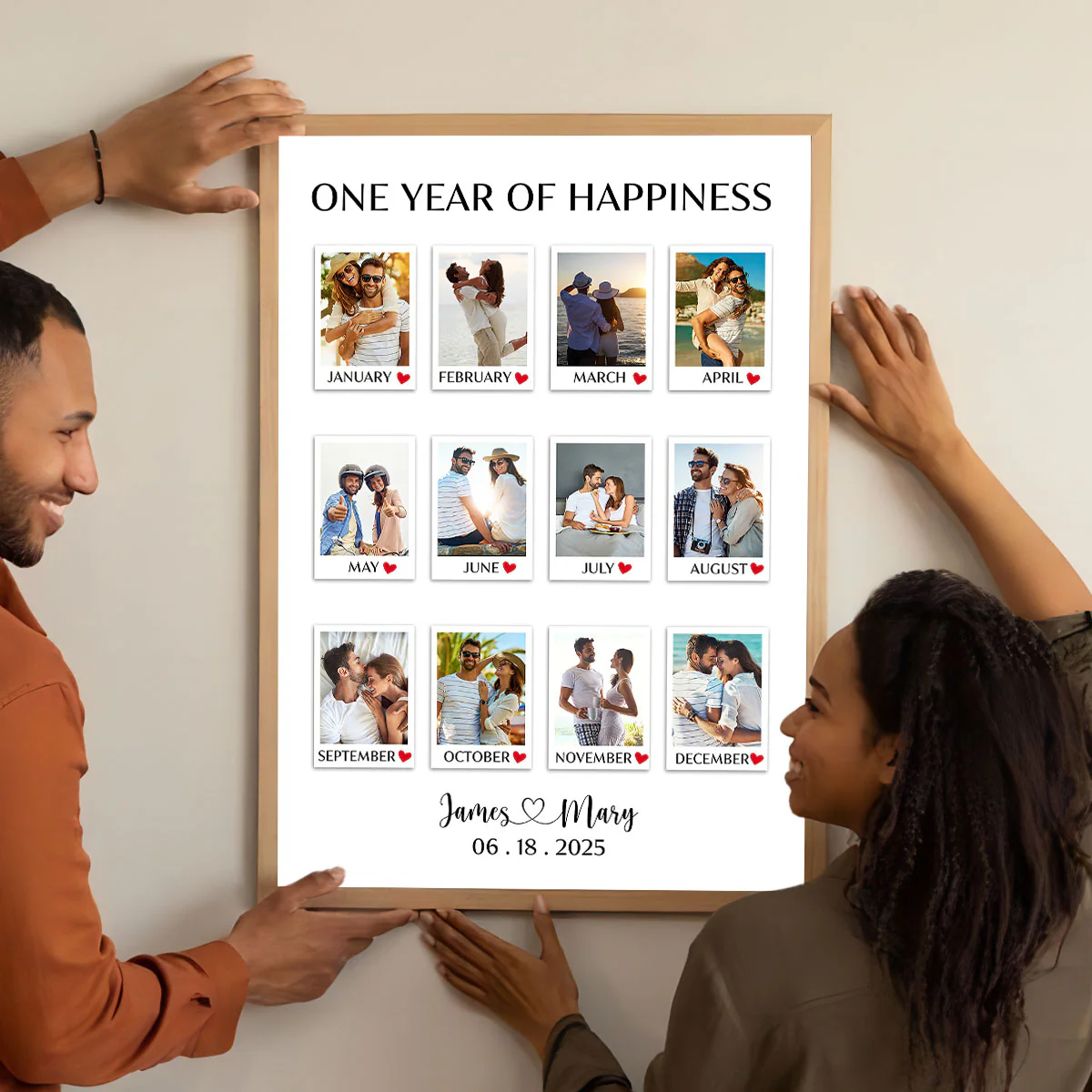 A Year Full Of Love Couple Anniversary Gift - Personalized Custom Photo Canvas Poster - Image 4