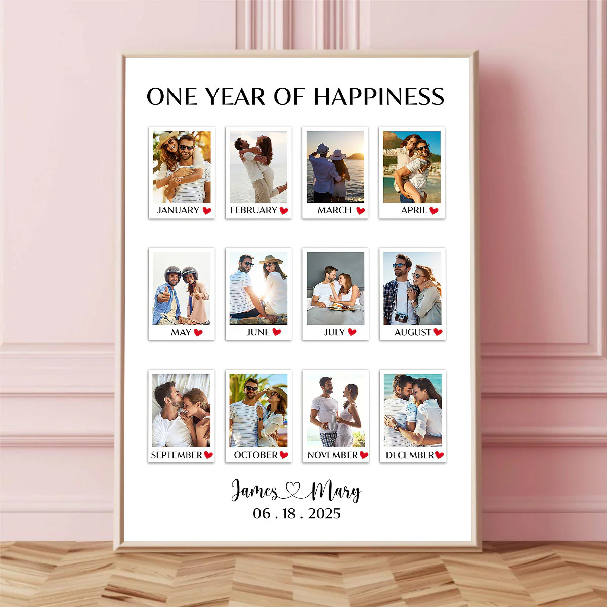 A Year Full Of Love Couple Anniversary Gift - Personalized Custom Photo Canvas Poster - Image 5