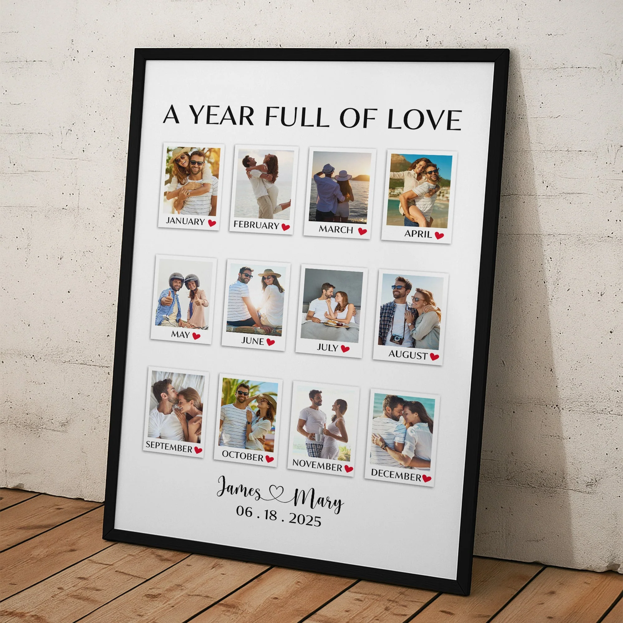 A Year Full Of Love Couple Anniversary Gift - Personalized Custom Photo Canvas Poster - Image 7