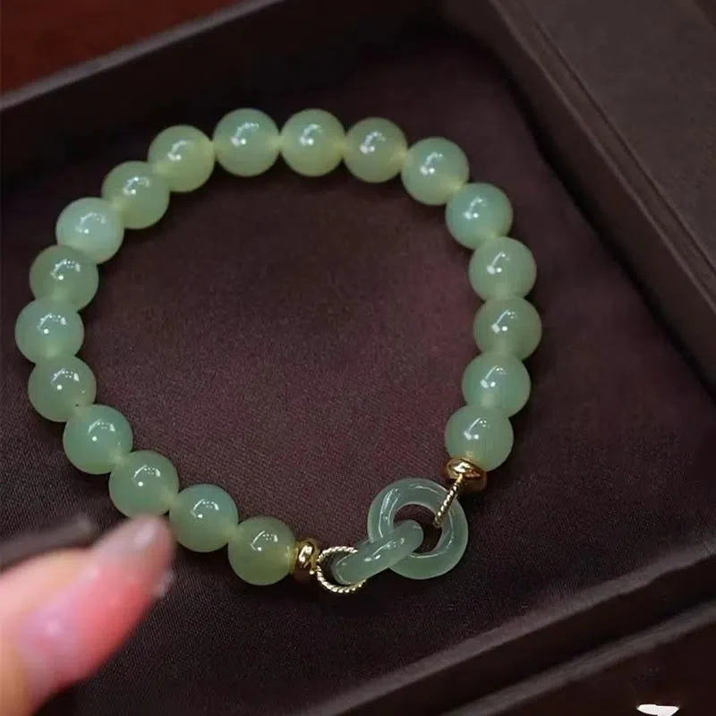 Accompany • Emerald Jade Stone Safe Buckle, Heart Buckle Bracelet - Image 2