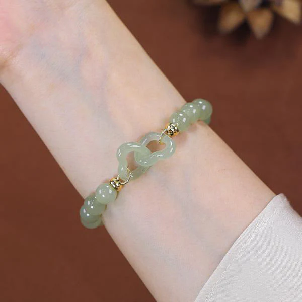 Accompany • Emerald Jade Stone Safe Buckle, Heart Buckle Bracelet - Image 3