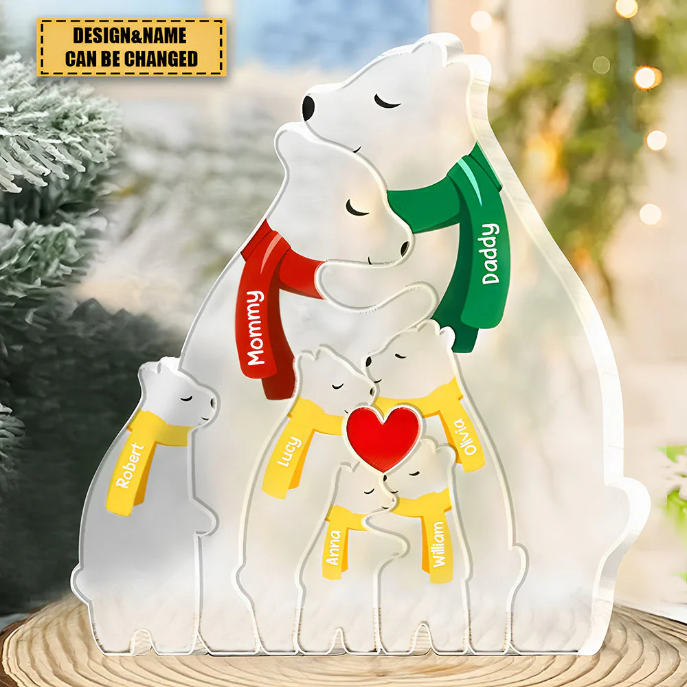 Personalized Acrylic Blocks Bear Family Puzzle - Gift for Parents Animal Family-Father's Day Gifts Mother's Day Gifts - Image 2
