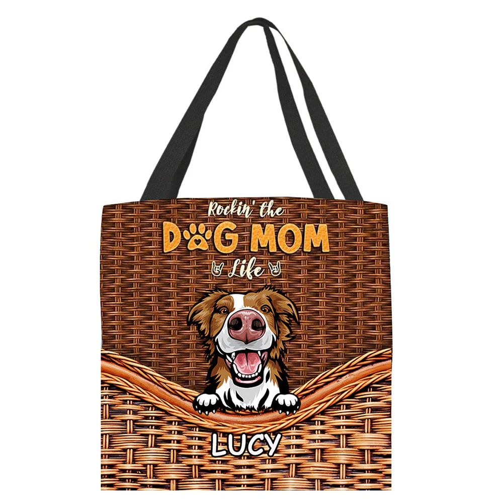 Living That Dog Mom Life - Gift For Dog Mom, Personalized Cloth Tote Bag - Image 4