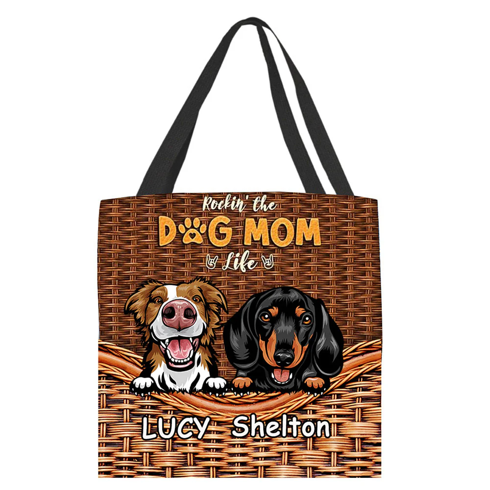 Living That Dog Mom Life - Gift For Dog Mom, Personalized Cloth Tote Bag - Image 5