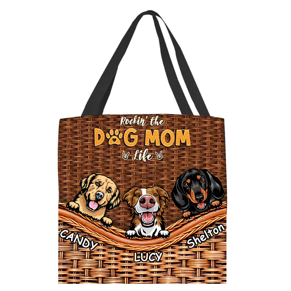 Living That Dog Mom Life - Gift For Dog Mom, Personalized Cloth Tote Bag - Image 6