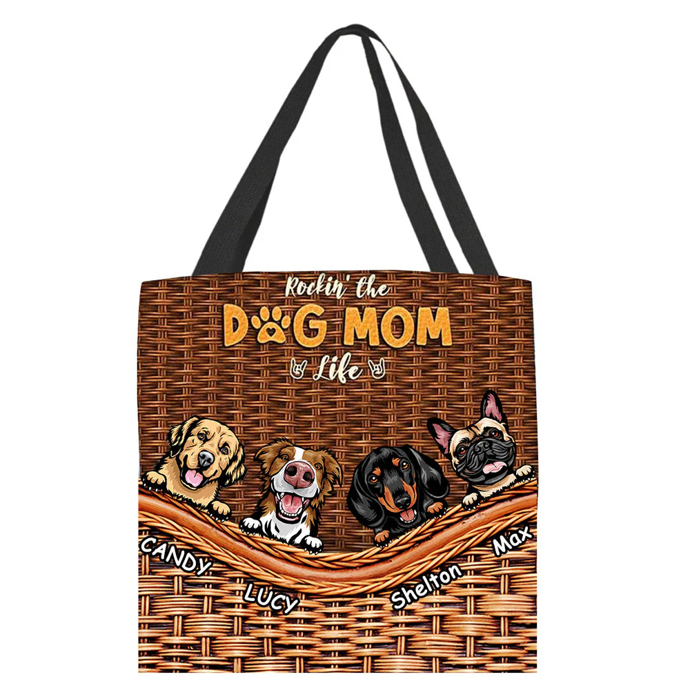 Living That Dog Mom Life - Gift For Dog Mom, Personalized Cloth Tote Bag - Image 7