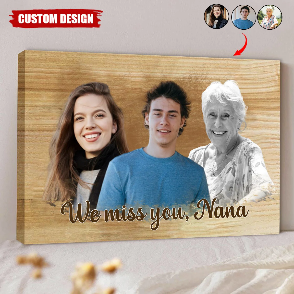 Add Deceased Love One To Photo, Custom Combine Photos Canvas - Image 5