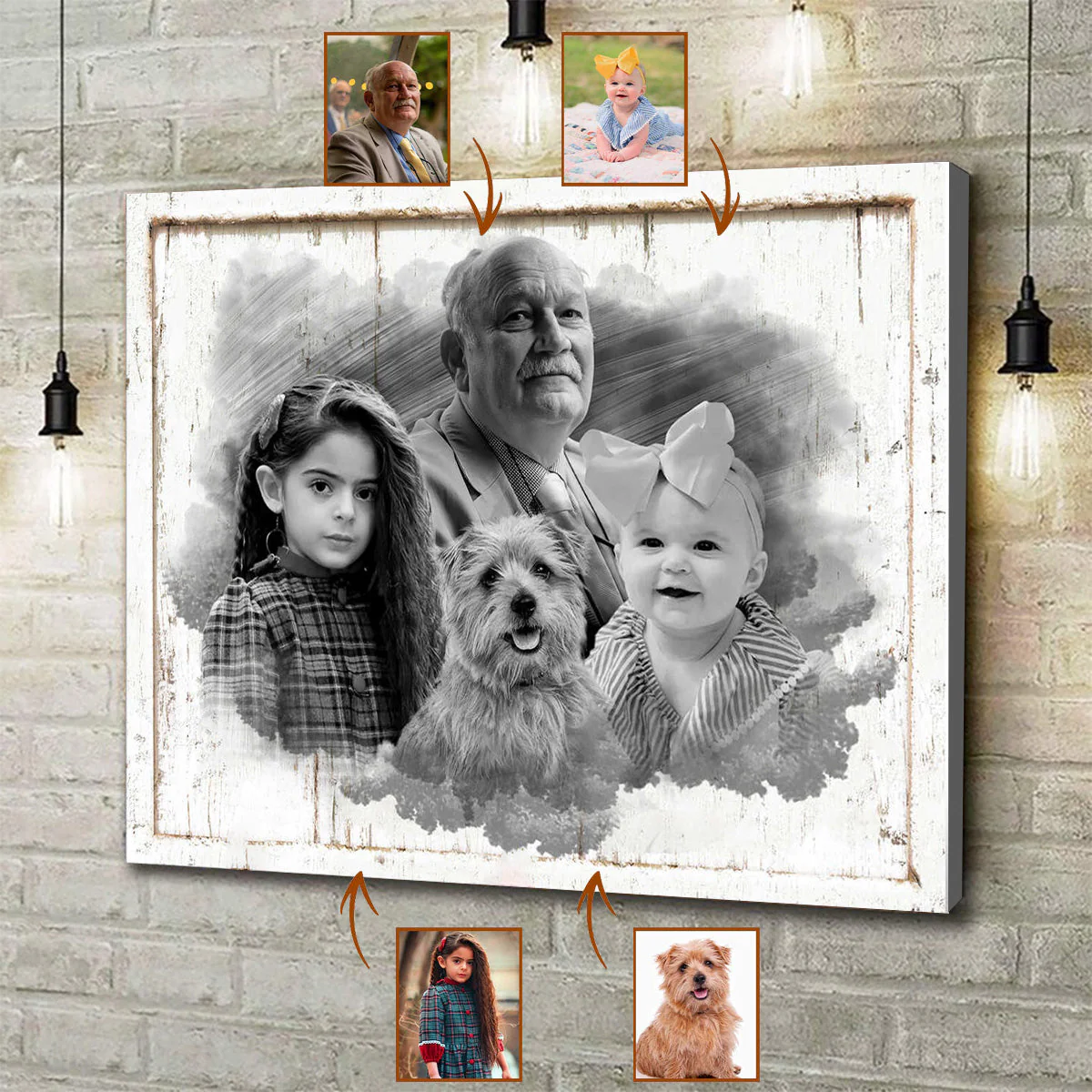 Add Deceased Loved One to Photo,Personalized Family Portrait Memorial Canvas Poster, Combine Photos - Image 2
