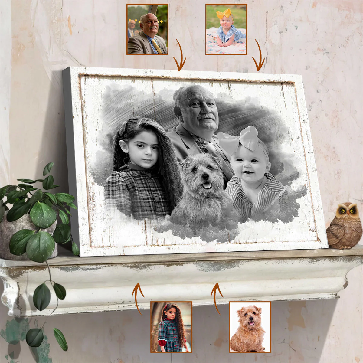Add Deceased Loved One to Photo,Personalized Family Portrait Memorial Canvas Poster, Combine Photos - Image 3