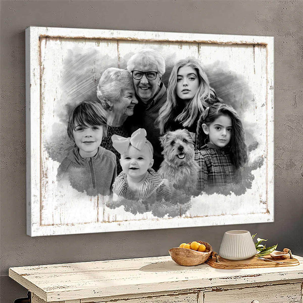 Add Deceased Loved One to Photo,Personalized Family Portrait Memorial Canvas Poster, Combine Photos - Image 4