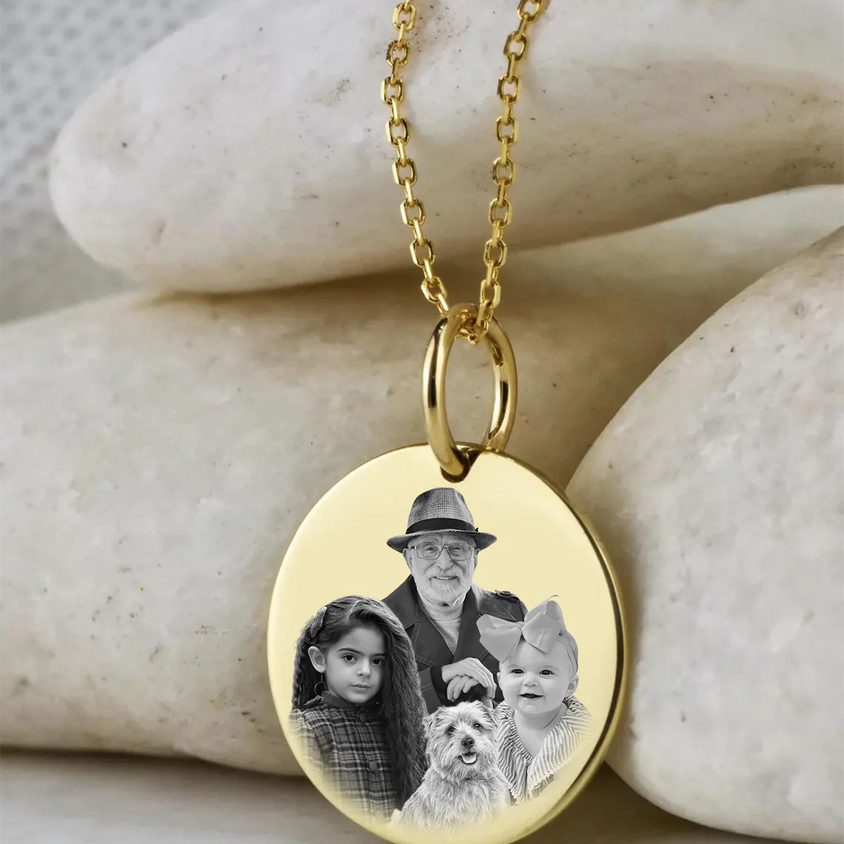 Add Deceased Loved One to Photo,Personalized Family Portrait Memorial Round Necklace - Image 5