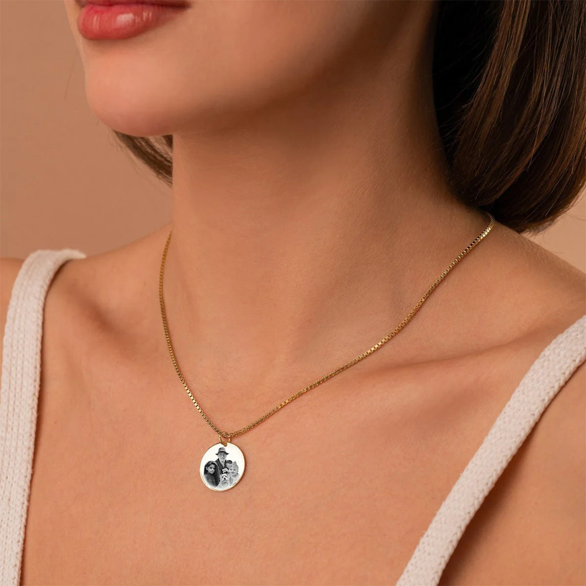 Add Deceased Loved One to Photo,Personalized Family Portrait Memorial Round Necklace - Image 6