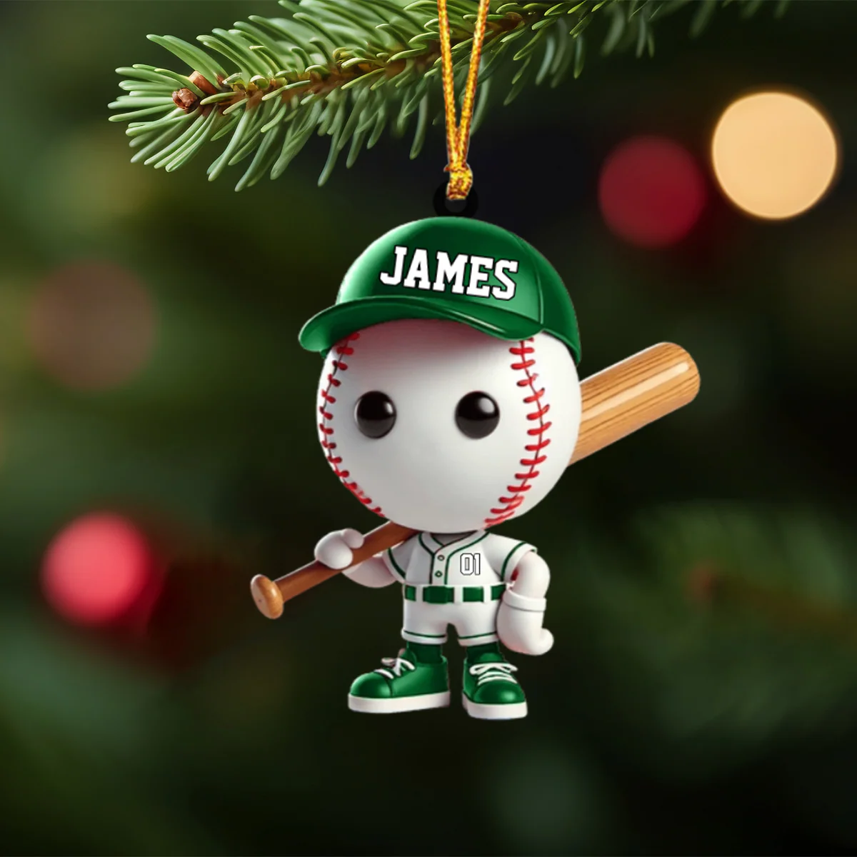 Adorable Baseball Star Personalized Ornament - Image 3