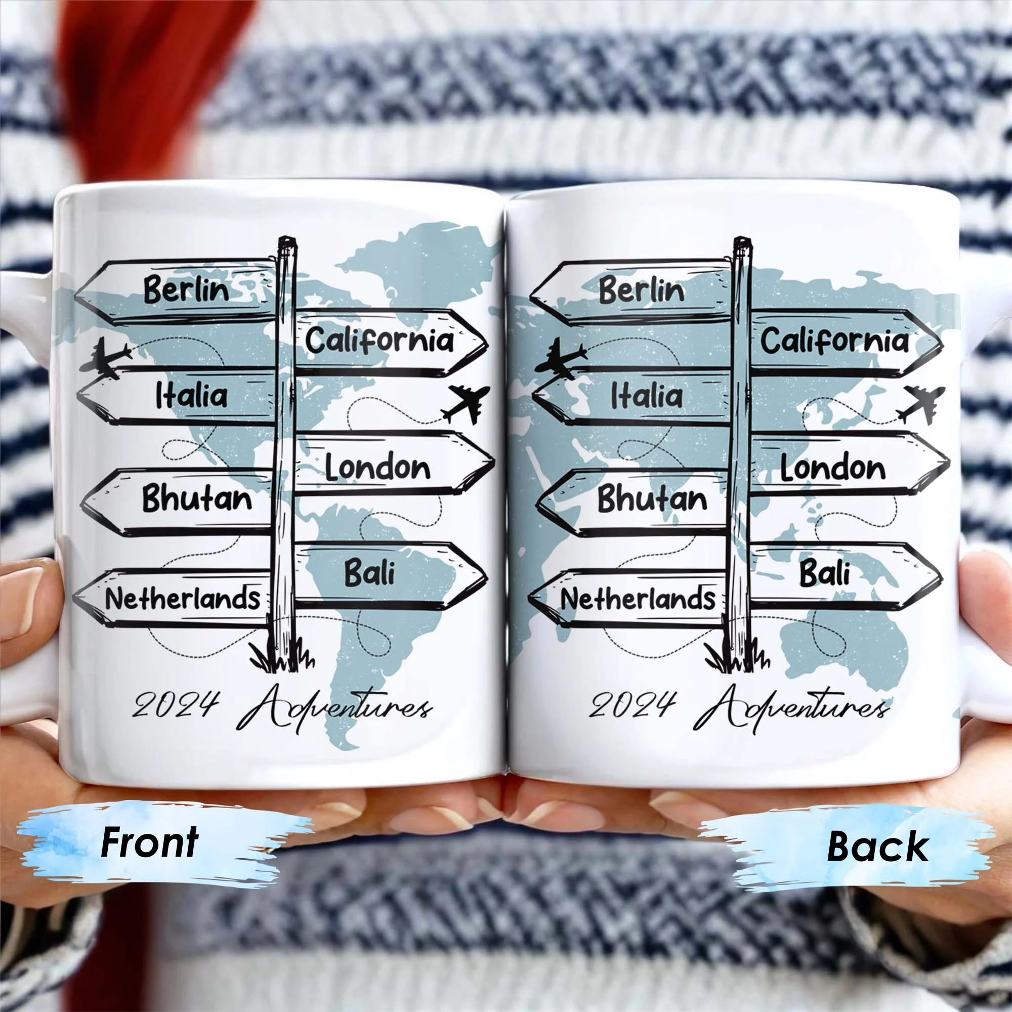 Adventure Awaits - World Map Personalized Custom Coffee Mug - Gift For Travel Lovers - Image 4