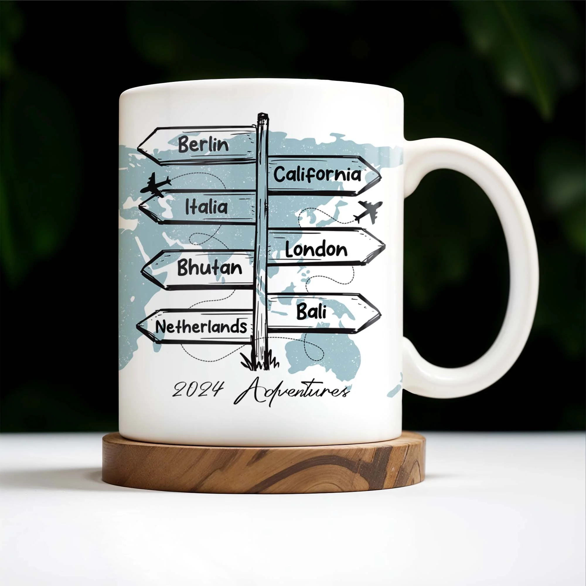 Adventure Awaits - World Map Personalized Custom Coffee Mug - Gift For Travel Lovers - Image 6