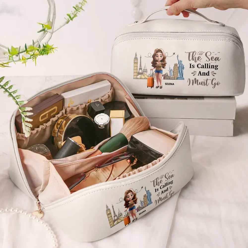 All My Travel Crap - Personalized Leather Makeup Bag Unique & Stylish - Image 2