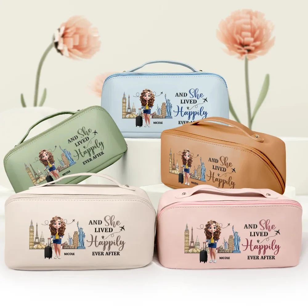 All My Travel Crap - Personalized Leather Makeup Bag Unique & Stylish - Image 3