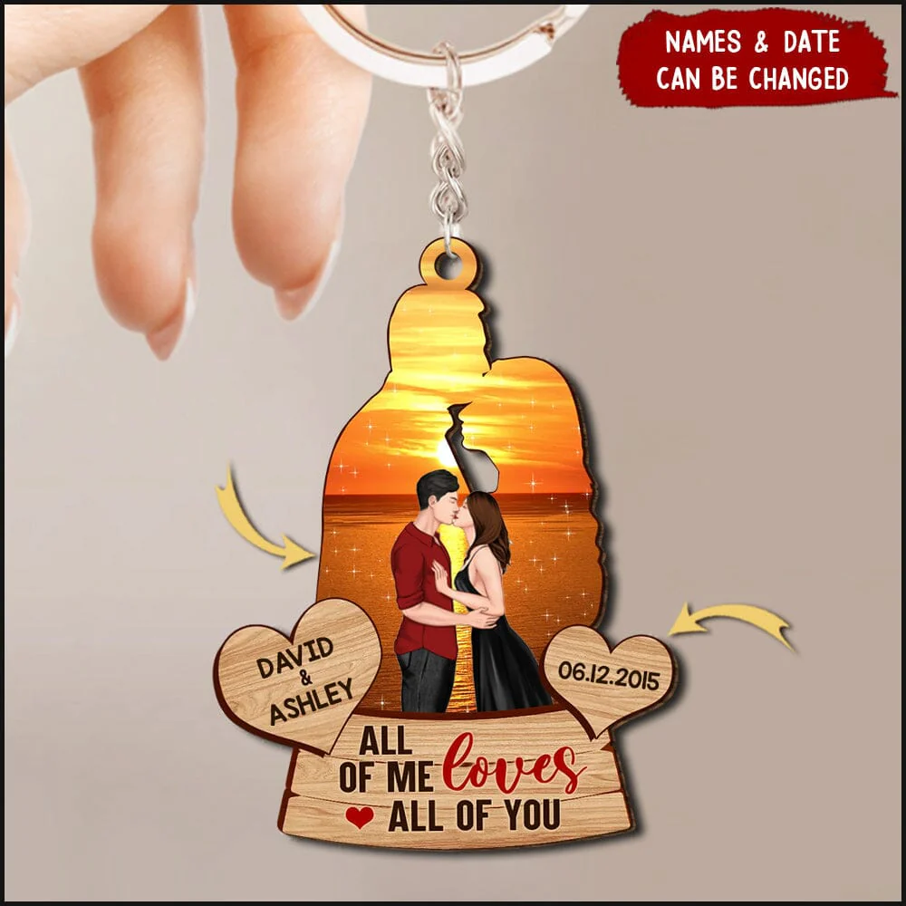 All Of Me Loves All Of You Couple Kissing Shadow Personalized Keychain - Image 2