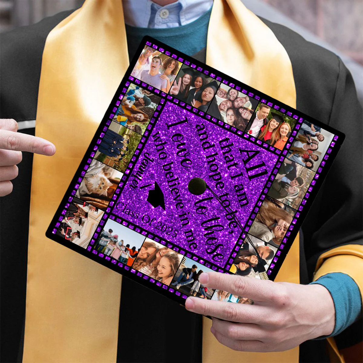 All That I Am And Hope To Be, I Owe To Those Who Believe In Me - Personalized Graduation Cap Topper, Graduation Gift, Grad Cap - Image 10