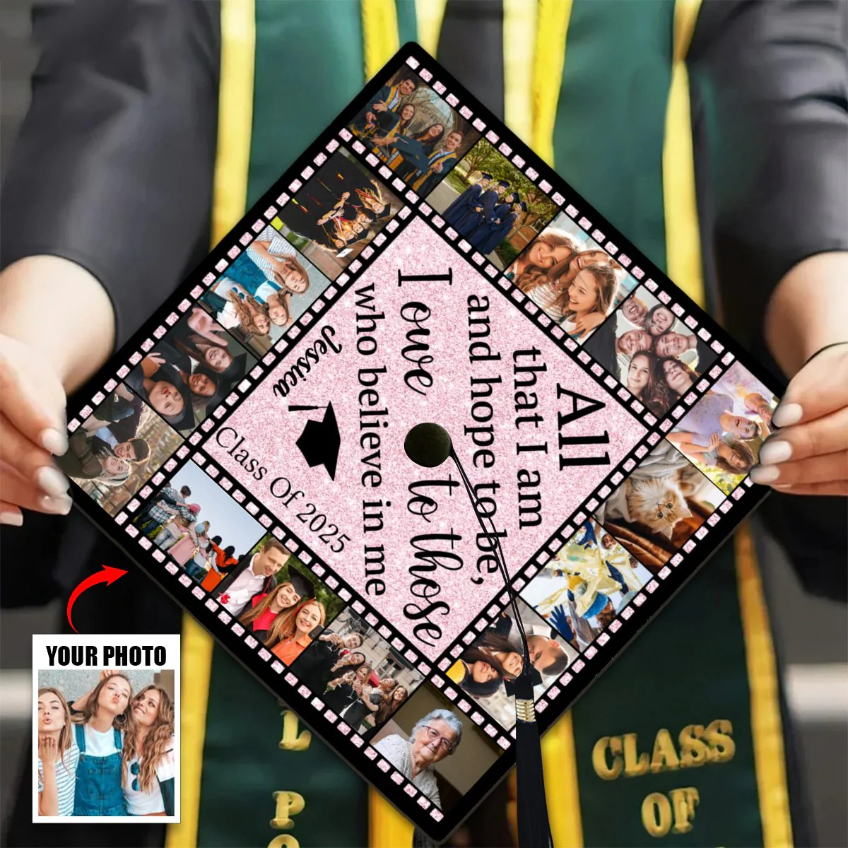 All That I Am And Hope To Be, I Owe To Those Who Believe In Me - Personalized Graduation Cap Topper, Graduation Gift, Grad Cap - Image 8