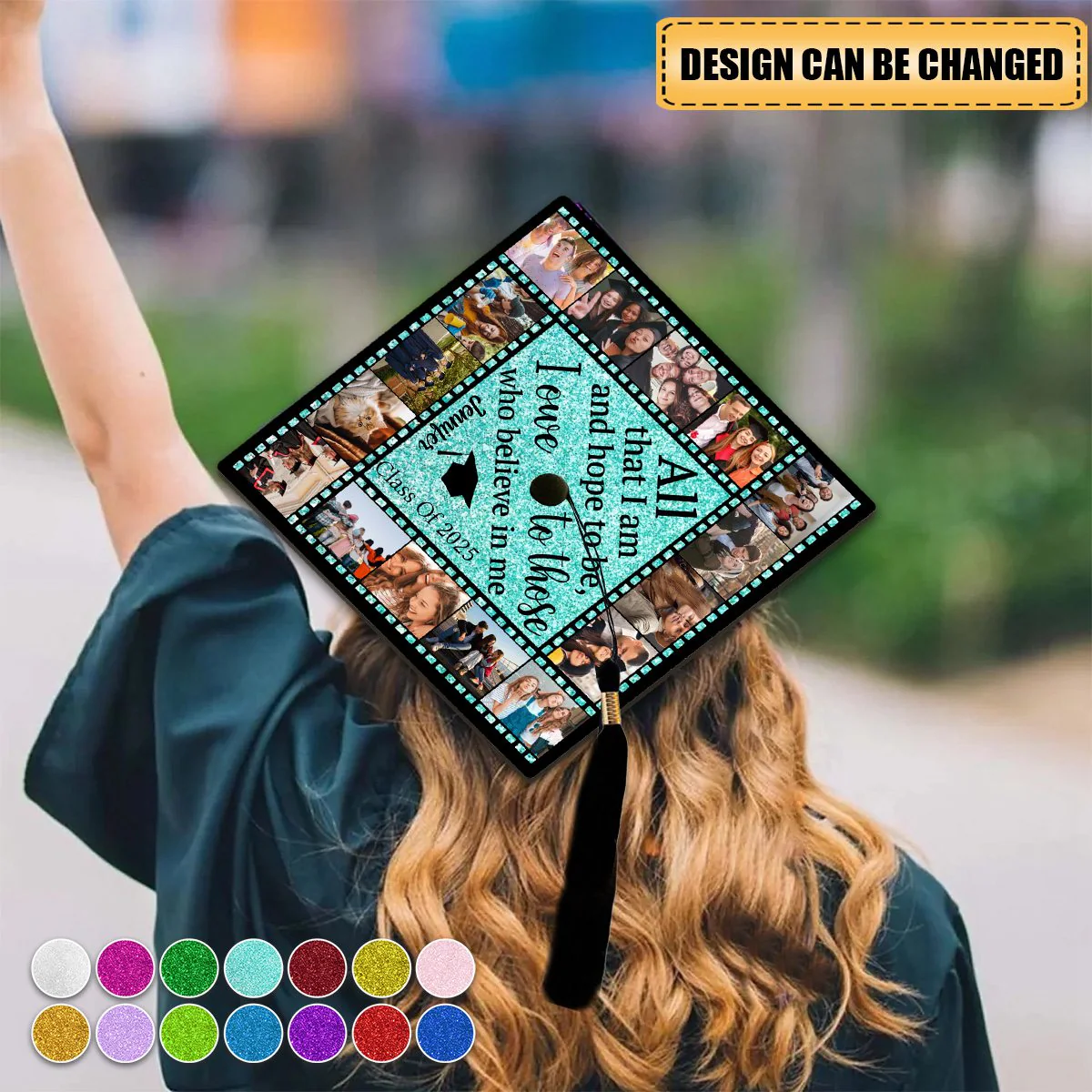 All That I Am And Hope To Be, I Owe To Those Who Believe In Me - Personalized Graduation Cap Topper, Graduation Gift, Grad Cap - Image 9