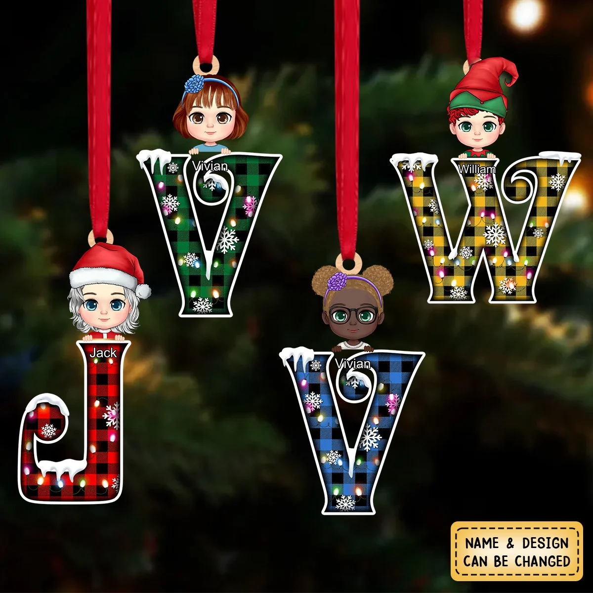 Alphabet Cute Santa Clothes And Hats - Personalized Christmas Xmas Wood Ornament - Image 2