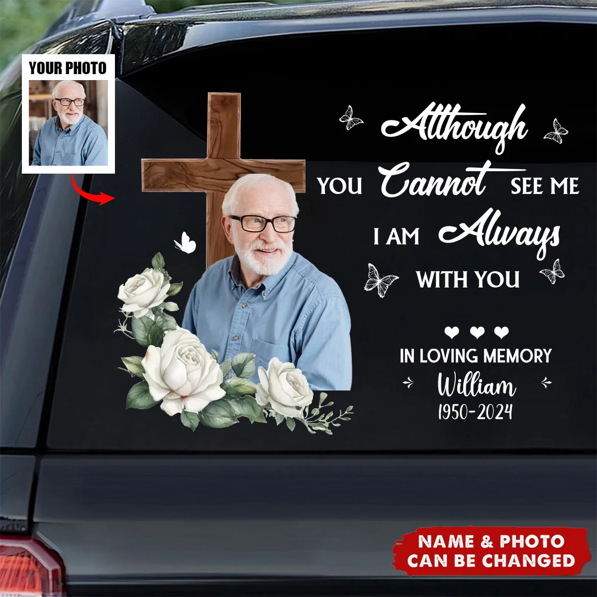 Although We Are Apart Your Spirit Lives Within Me Personalized Memorial Decal/Sticker - Image 3