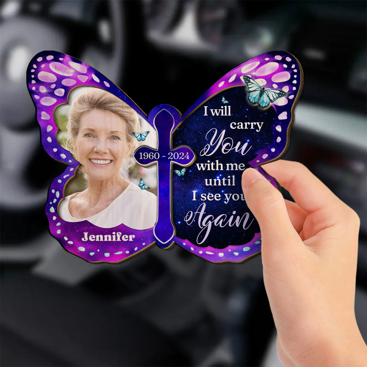 Always Beside You - Personalized Butterfly Car Visor Clip - Image 3
