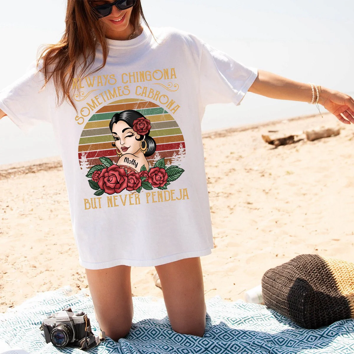 Always Chingona Sometimes Cabrona But Never Pendeja - Personalized Pure Cotton T-Shirt - Image 3
