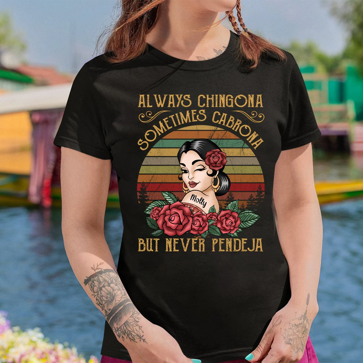Always Chingona Sometimes Cabrona But Never Pendeja - Personalized Pure Cotton T-Shirt - Image 4