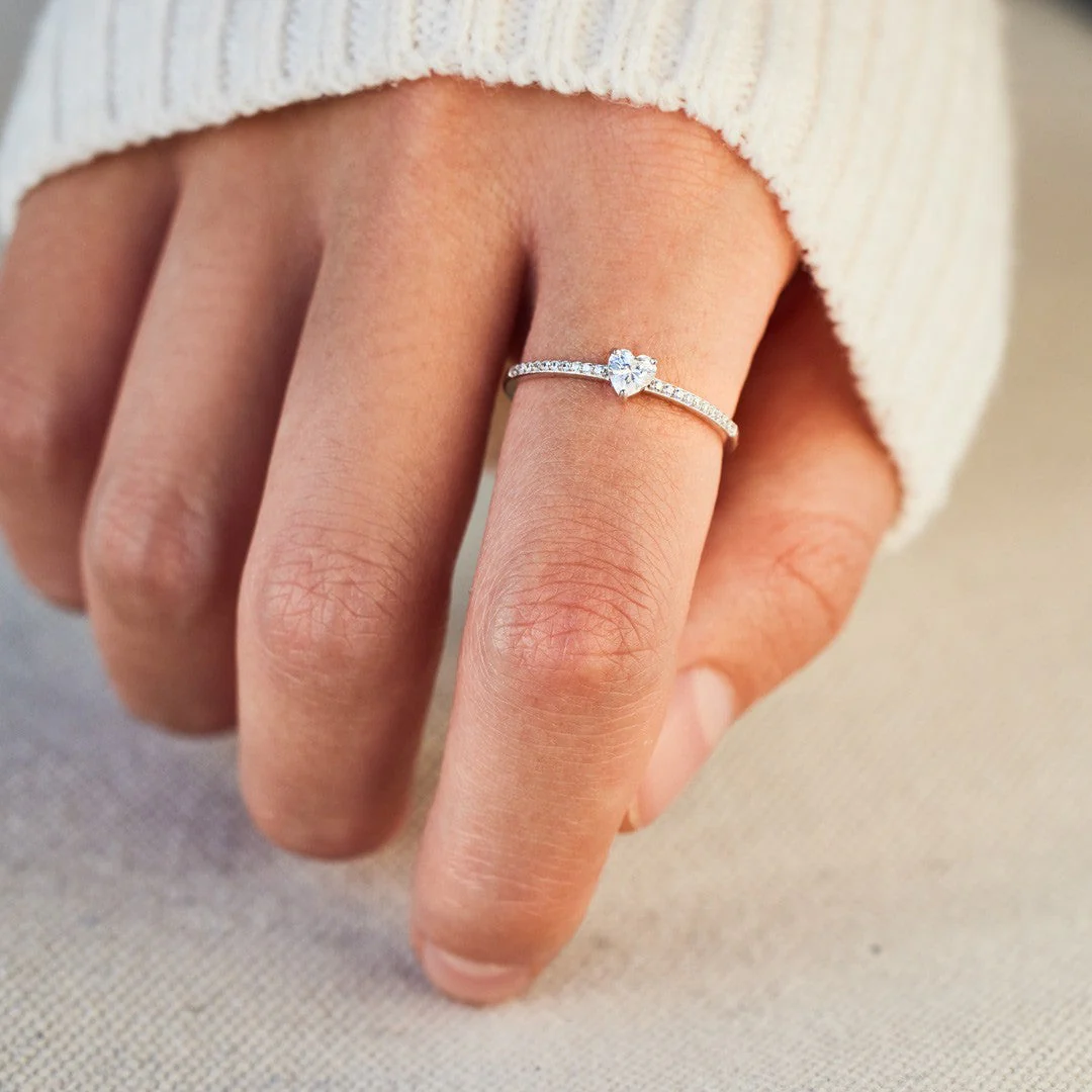 Always Keep Me In Your Heart - Mama & Daughter Layered Heart S925 Ring - Image 5