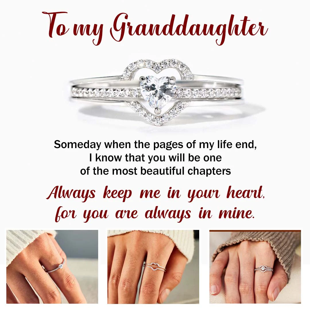 Always Keep Me In Your Heart - Mama & Daughter Layered Heart S925 Ring - Image 6