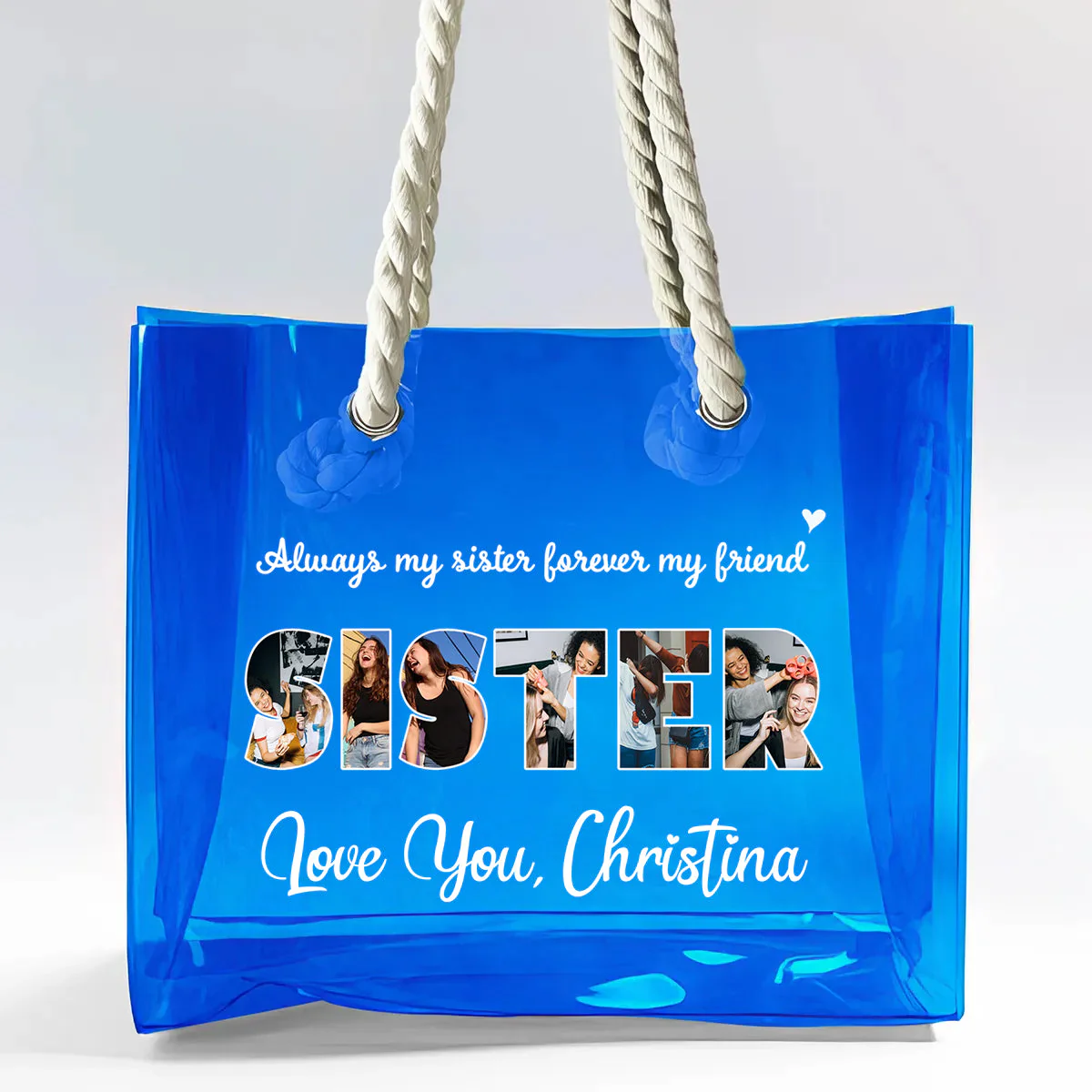 Always My Sister Forever My Friend Personalized Clear Beach Tote Bag - Image 10