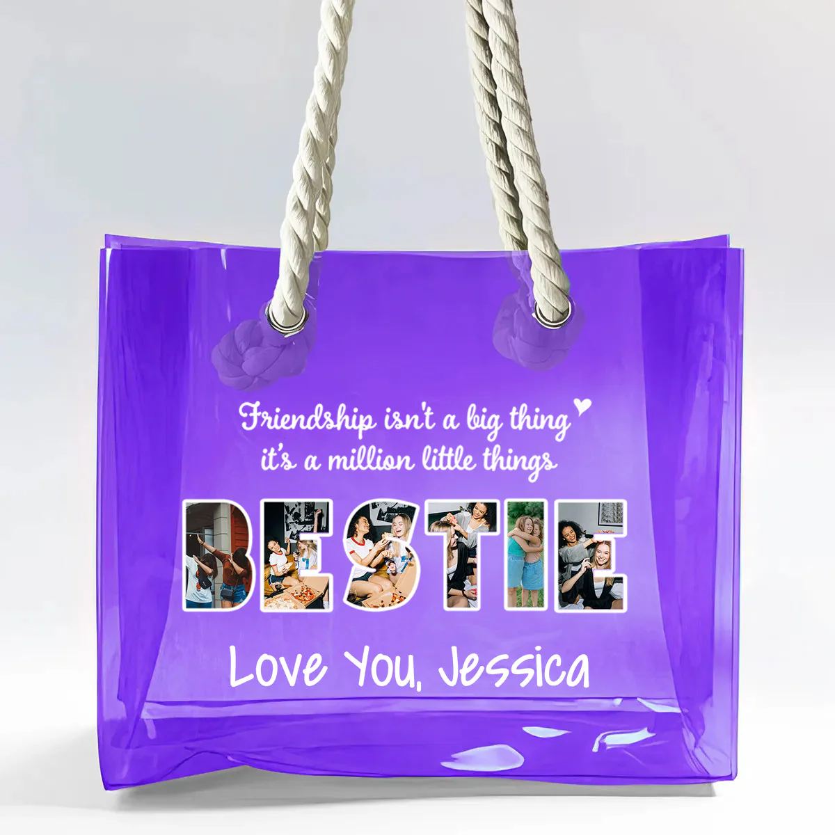 Always My Sister Forever My Friend Personalized Clear Beach Tote Bag - Image 6