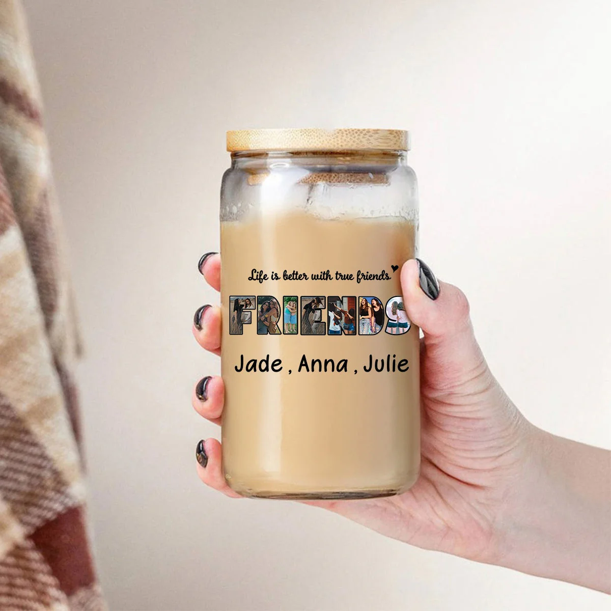 Always My Sister Forever My Friend - Personalized Photo Clear Glass Can - Image 5