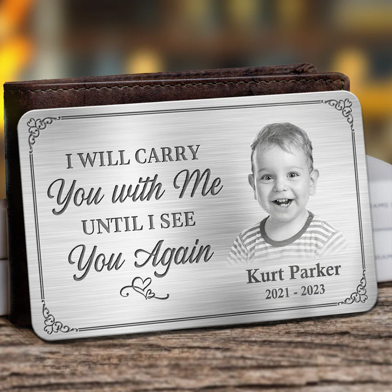 Always On My Mind Forever In My Heart - Custom Photo Memorial Personalized Aluminum Wallet Card, Sympathy Gift - Image 4