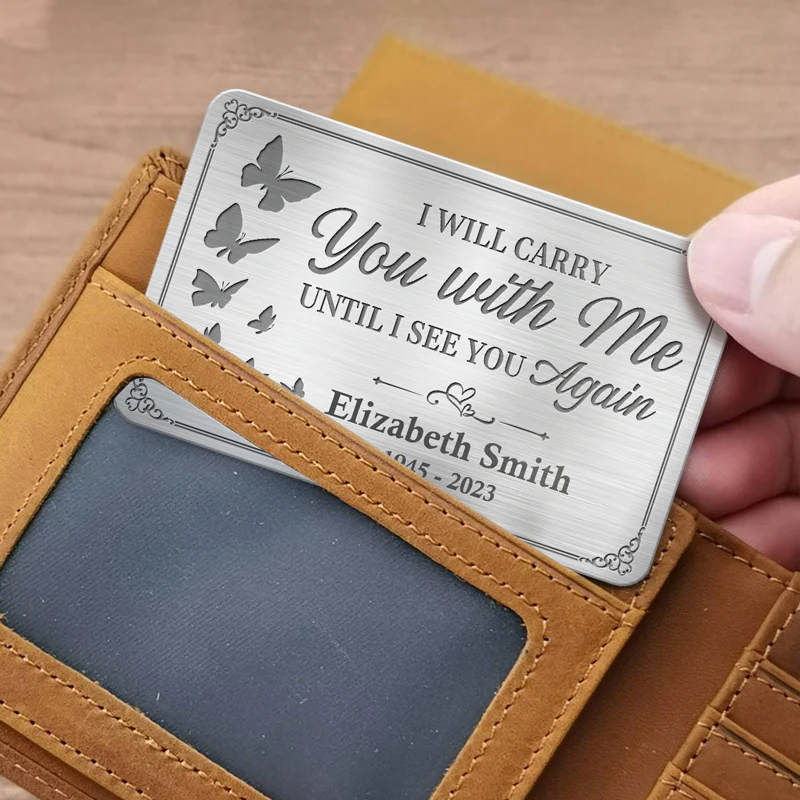Always On My Mind Forever In My Heart - Custom Photo Memorial Personalized Aluminum Wallet Card, Sympathy Gift - Image 6