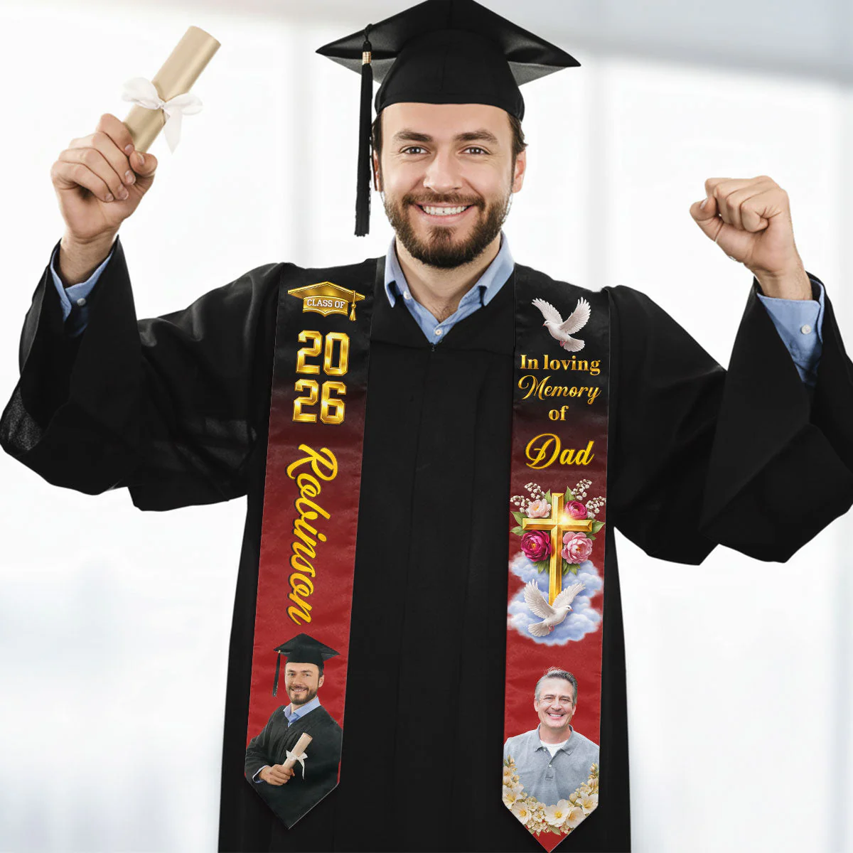 Always On My Mind - Personalized Custom Graduation Stole - Image 2