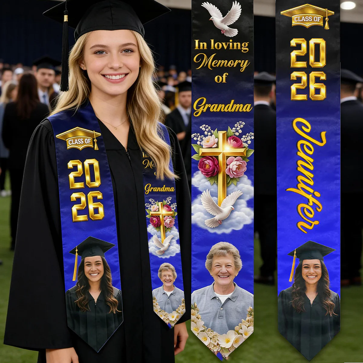 Always On My Mind - Personalized Custom Graduation Stole - Image 3