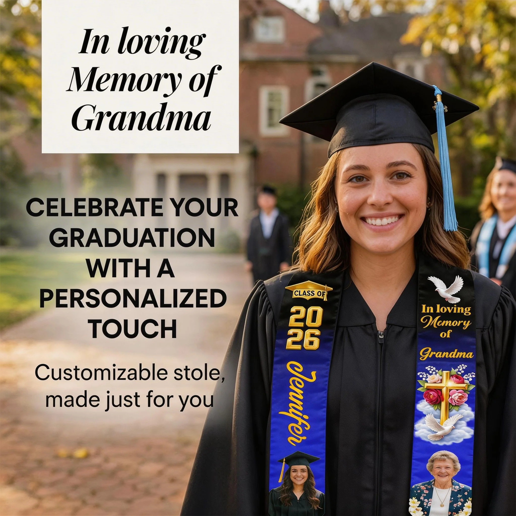 Always On My Mind - Personalized Custom Graduation Stole - Image 4