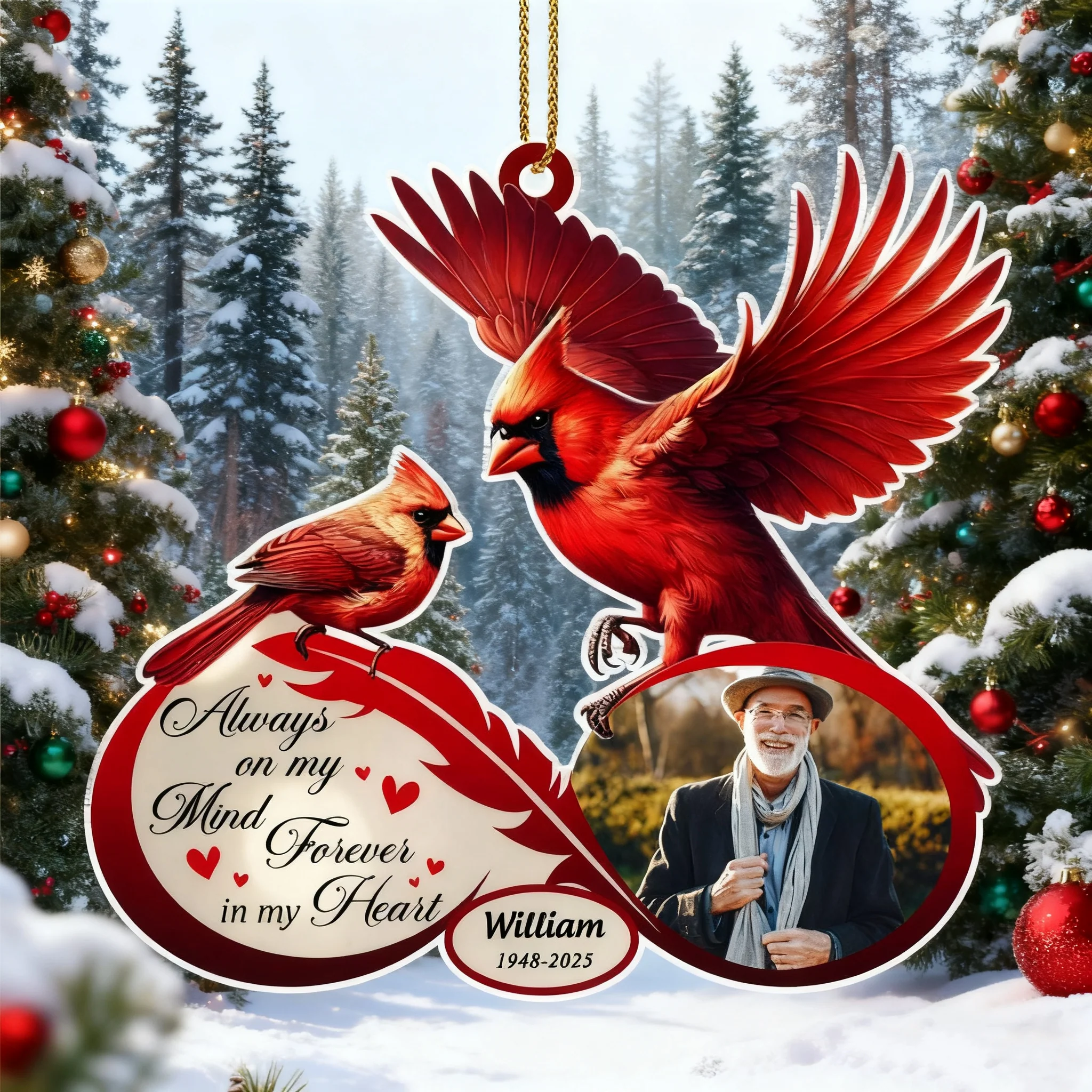 Always on my Mind Personalized Memorial Acrylic Ornament - Image 4