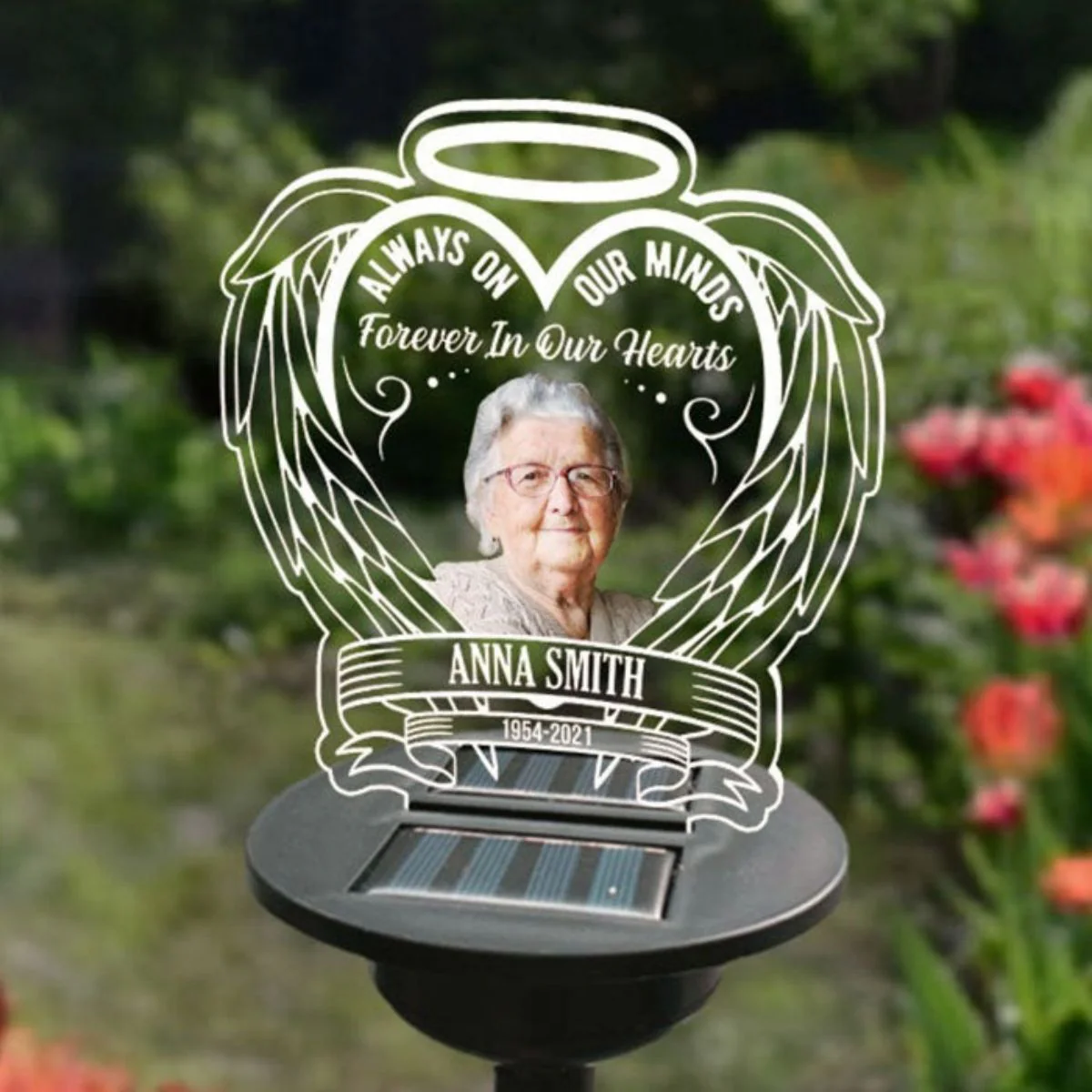 Always on our minds Forever in our hearts - Personalized Solar Outdoor Lights Garden Decor - Image 2