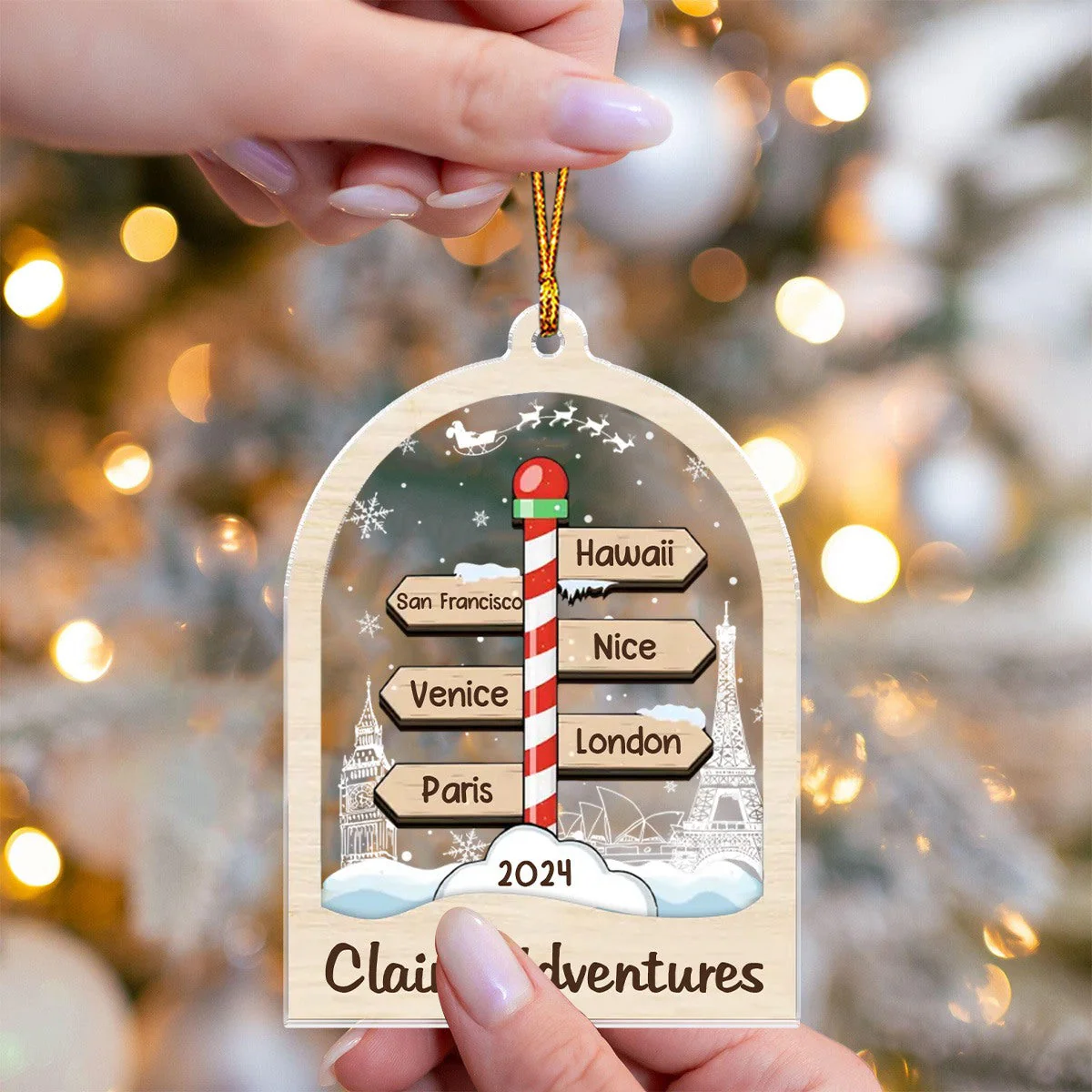 Always Say Yes To New Adventures - Travel Personalized Ornament - Image 2