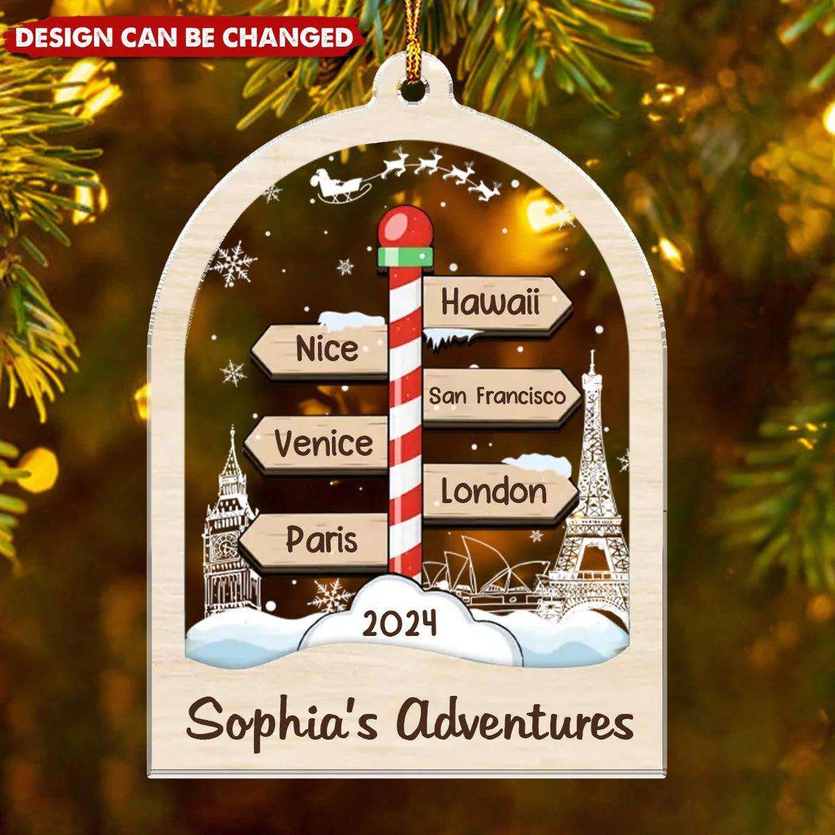 Always Say Yes To New Adventures - Travel Personalized Ornament - Image 3