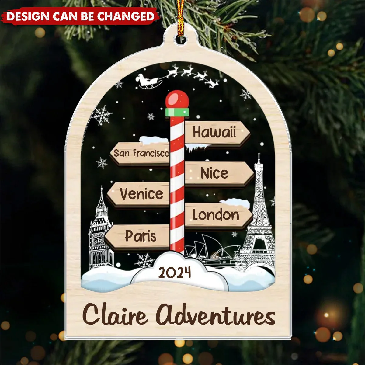 Always Say Yes To New Adventures - Travel Personalized Ornament - Image 4