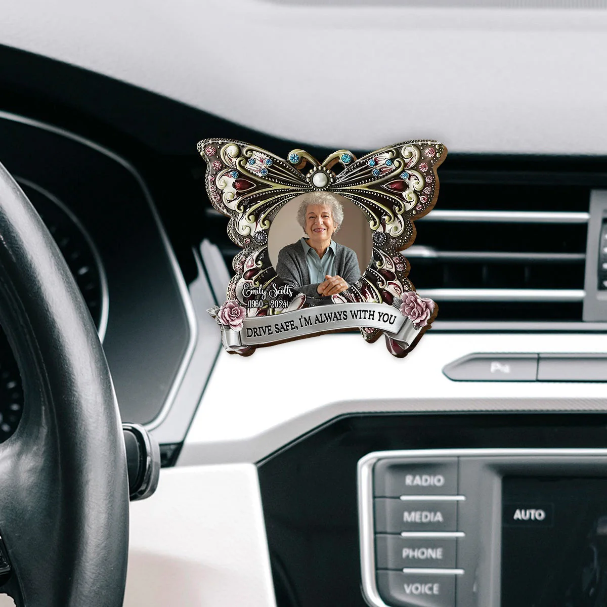 Always With You - Personalized Memorial Shaped Car Visor Clip - Image 3