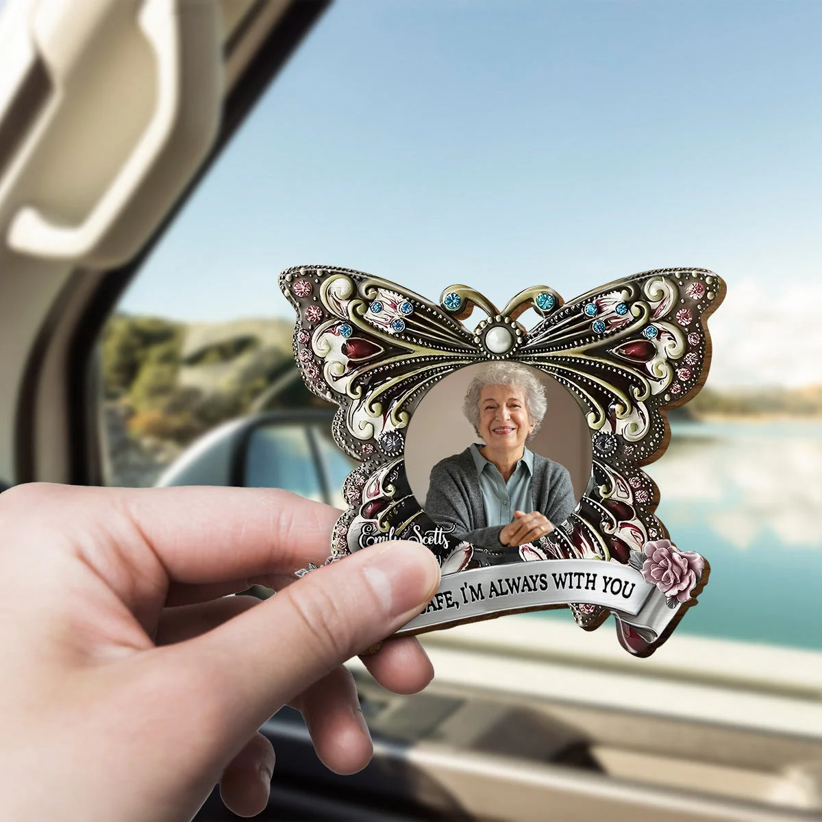 Always With You - Personalized Memorial Shaped Car Visor Clip - Image 4