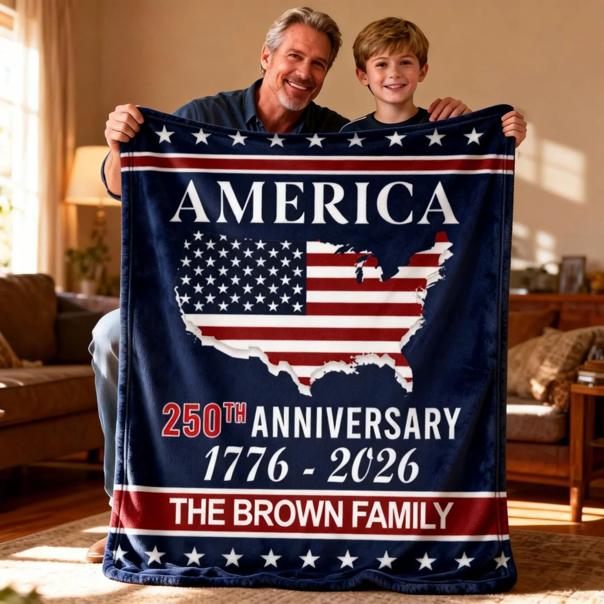 America 250th Anniversary Blanket Personalized Family Name Blanket - Image 2
