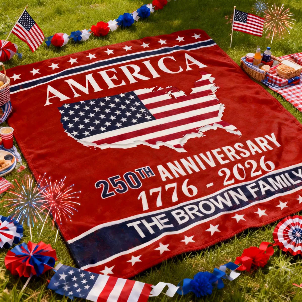 America 250th Anniversary Blanket Personalized Family Name Blanket - Image 6